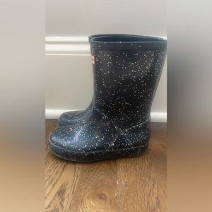 Okay condition HUNTER sparkle black girls boots size US girls 11